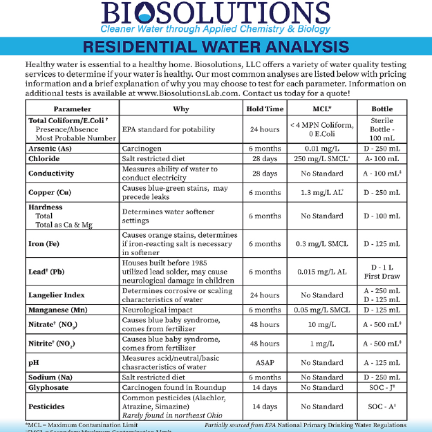 Biosolutions Residential Testing Flier